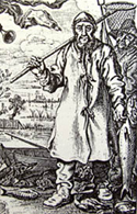 Fragment uit prent uit 'Out Hollant' van Jacobus van Oudenhoven 1654, Gekulkte steur en elft