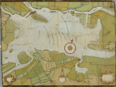 De beroemde kaart van Jacob en Pieter Sluyter uit 1560. Copyright Nationaal Archief  VTH1895A