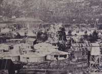 Ronde tenten in het Krijgsgevangenenkamp in Beisfjord bij Narvik (Stalag 330), gelijk aan De Kippe en Zöschen. 